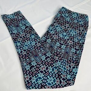 LulaRoe Leggings Tall & Curvy Aztec Colorful Purple Blue Black 0703